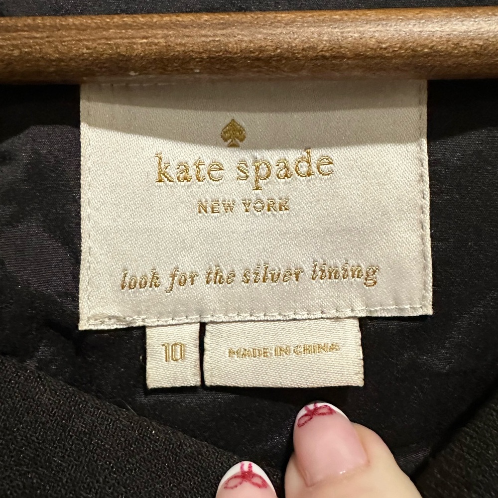 KATE SPADE Black Ruffle‎ Holiday Long Sleeve Dress Size 10 - Picture 6 of 7